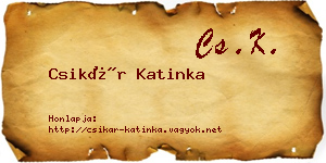 Csikár Katinka névjegykártya